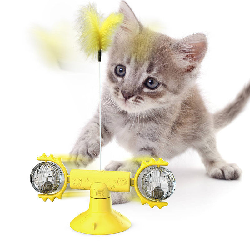 Load image into Gallery viewer, Cat Rotating Windmill Multi-Function Toys Itch Scratching Device Teeth Shining Toy
