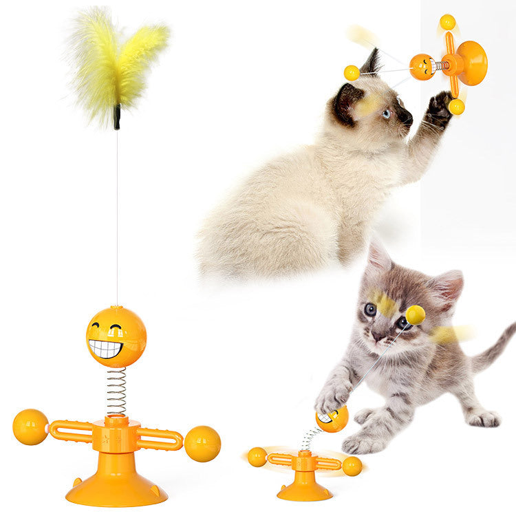 Load image into Gallery viewer, Cat Rotating Windmill Multi-Function Toys Itch Scratching Device Teeth Shining Toy
