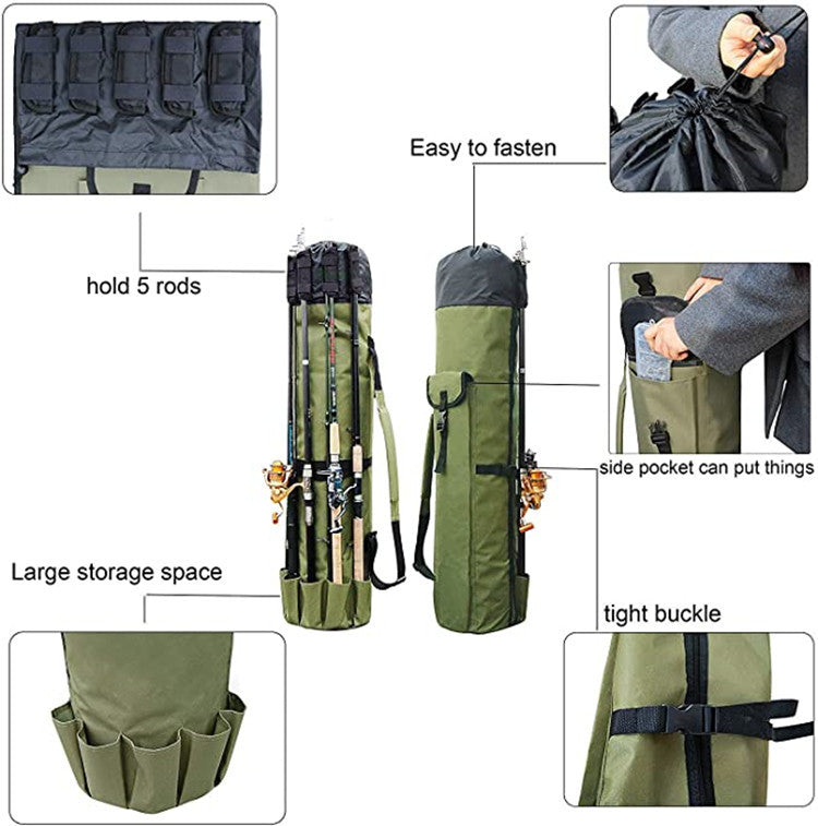 Load image into Gallery viewer, Cylinder Outdoor Fishing Bag Multifunctional Fishing Rod Bag
